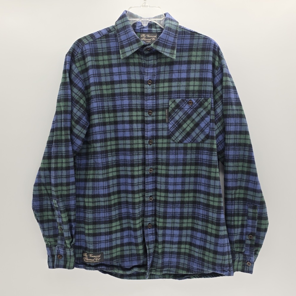 The Vermont Flannel Co Shirt Mens Large Blue Multicolor Plaid Chamois USA
